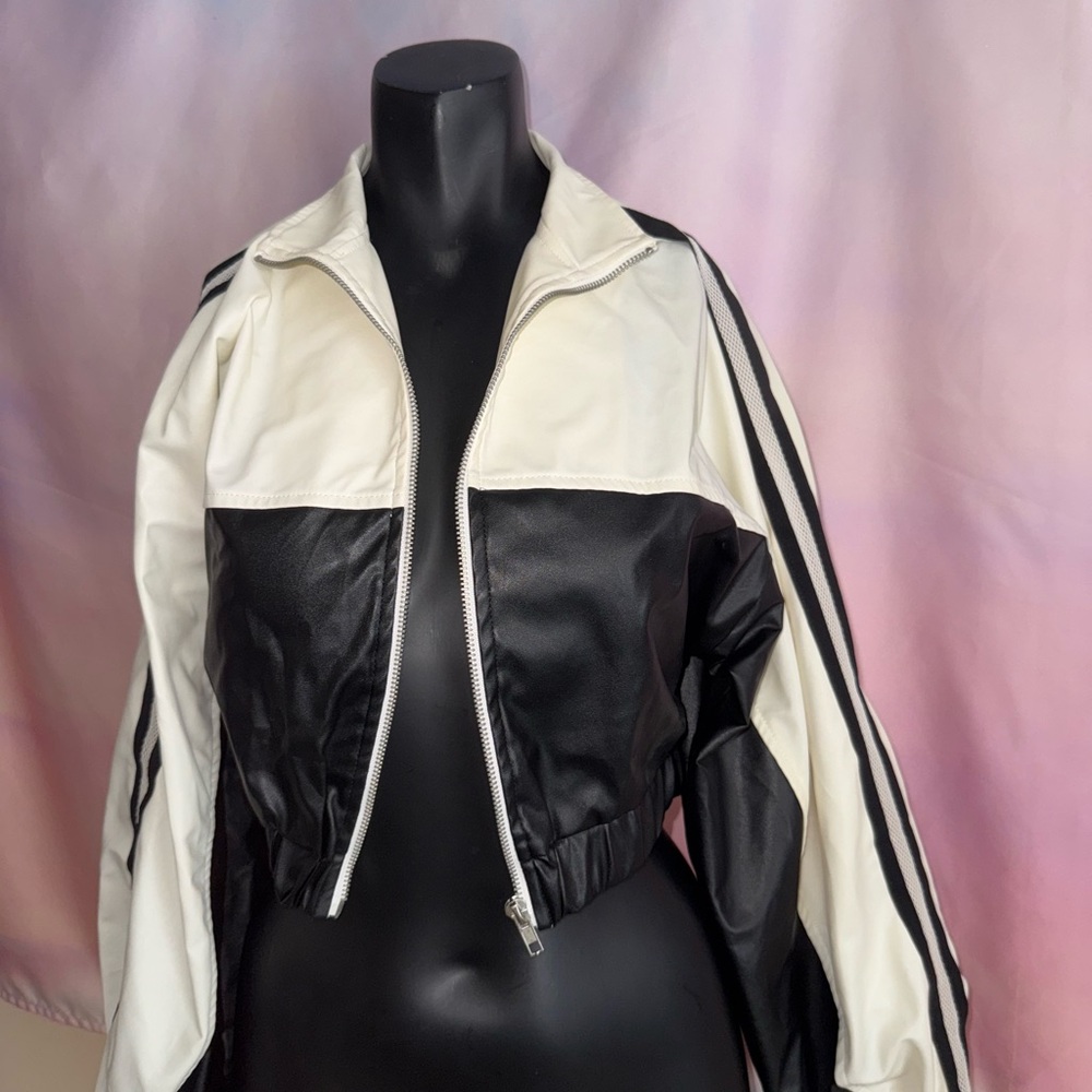 Fashion Nova Black and White Bomber Jacket